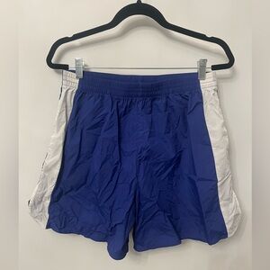 Rag & Bone nylon blue + white shorts stretch waist pull-on sporty style / M